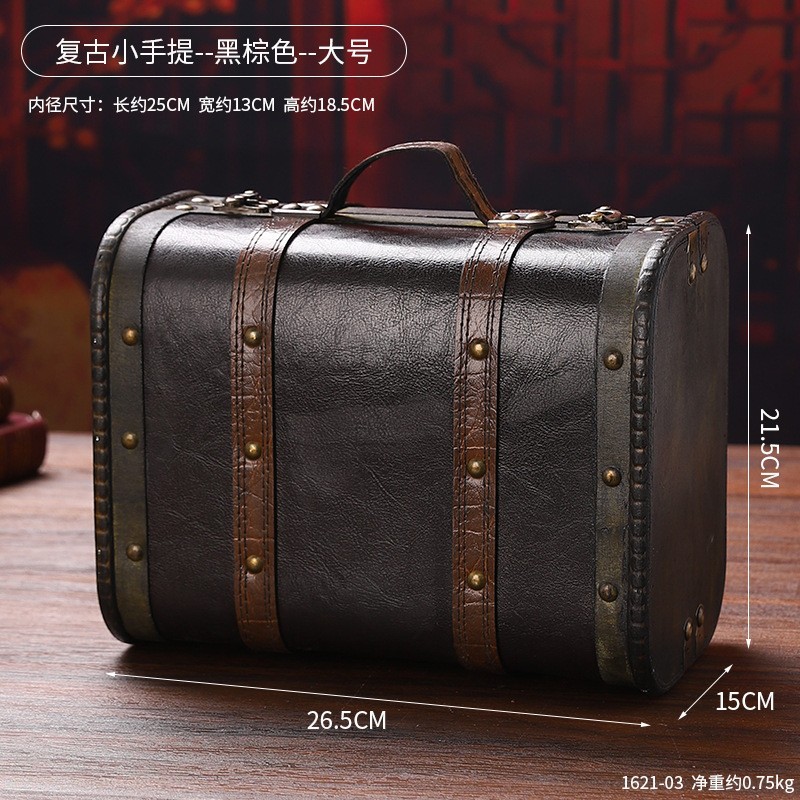 1621-03 Petit sac à main rétro - Noir/Marron - Grande taille 42,75