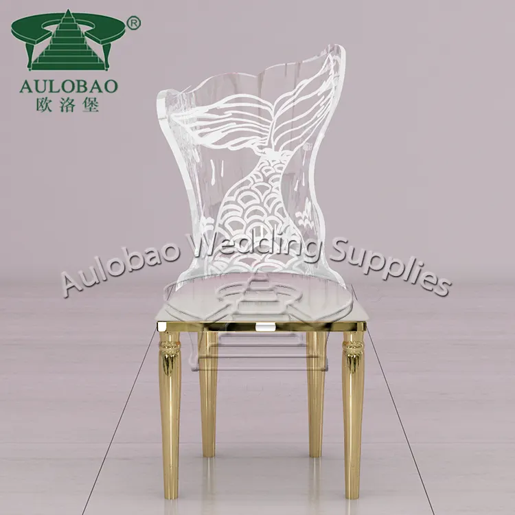 Cadeiras modernas de banquete, cadeiras acrílicas de aço inoxidável com led