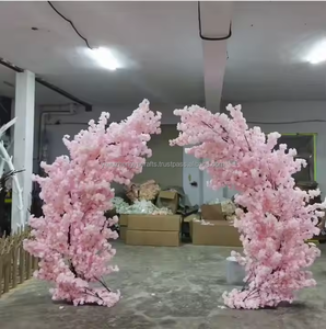 A buon mercato giallo brillante di seta artificiale fiore di ciliegio albero ad arco fiore arco Sakura albero per eventi di nozze festa decorazione
