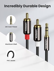 UGREEN 6FT 3,5mm RCA Audio Cable adaptador HiFi sonido auriculares Jack PVC Flexible RCA macho Aux 3,5mm RCA - Product Image 5