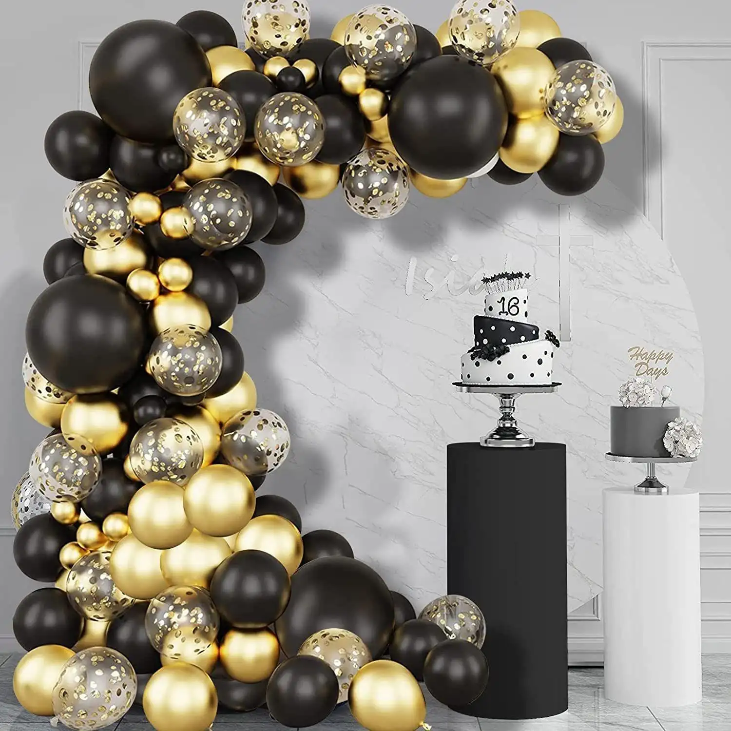 105 pezzo nuovo prodotto oro nero arco palloncino decorazione Diy festa di compleanno matrimonio forniture Ballon Set per la vendita