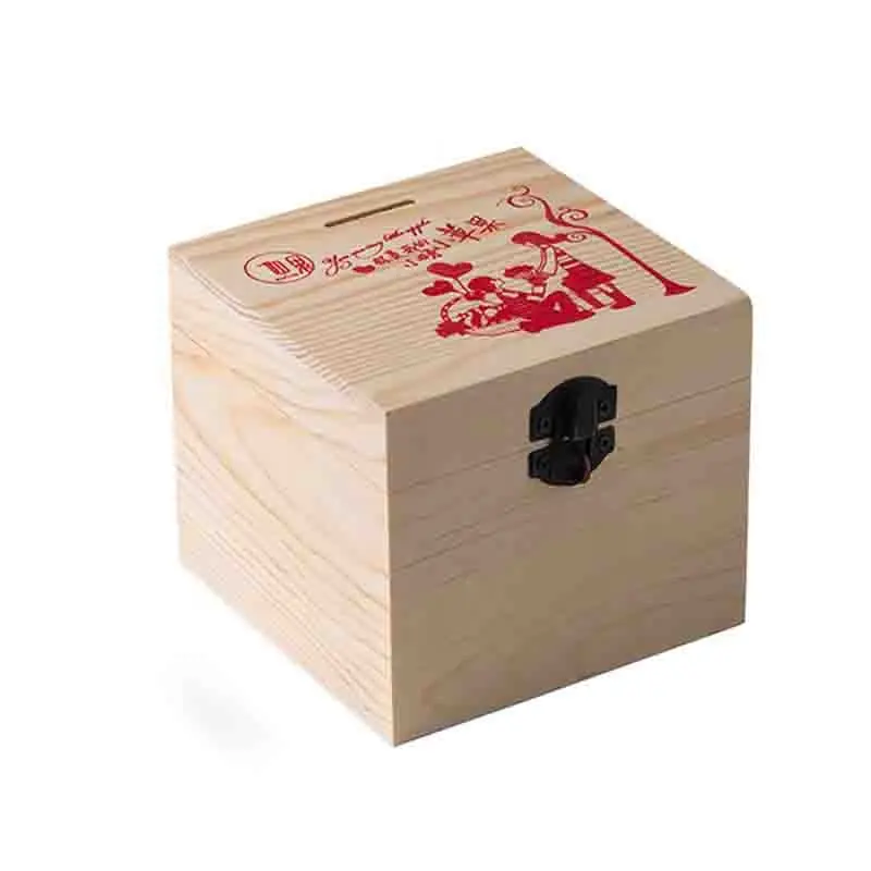 Caixa de madeira quadrada barata sem acabamento, caixa de madeira para guardar dinheiro