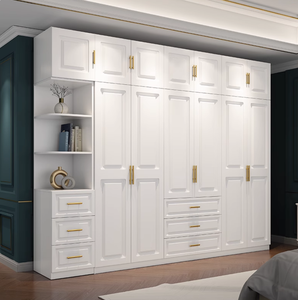Armoire de campagne française de taille personnalisée en armoire classique en bois sculpté blanc avec porte en MDF style vieilli - Product Image 1