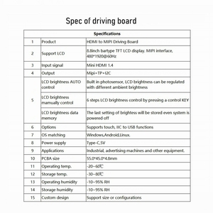 HD-MI для MIPI DSI преобразователь платы для 8,8 дюймов 480x1920 TFT ЖК-дисплей с сенсорным управлением, автоматическая яркость, Android 8,0 16 ГБ оперативной памяти - Product Image 6