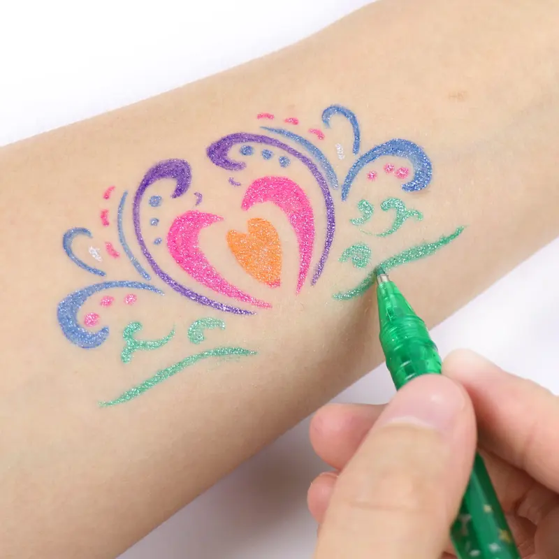 Hot selling safe on skin holographic Glitter Tattoo Gel Ink Pen
