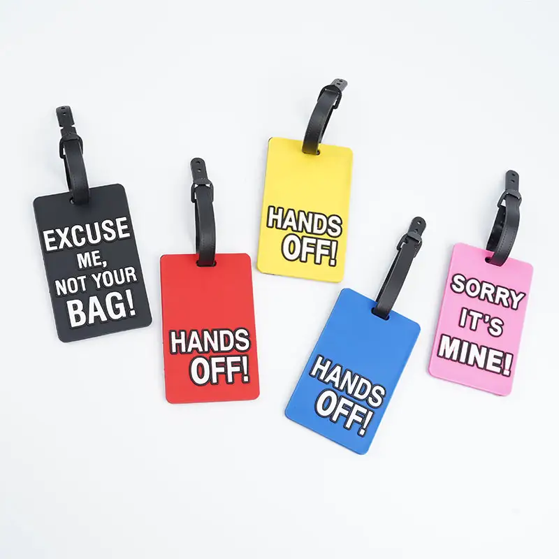 Etiquetas de equipaje divertidas personalizadas para hombre y mujer, etiquetas coloridas y únicas para maleta de viaje
