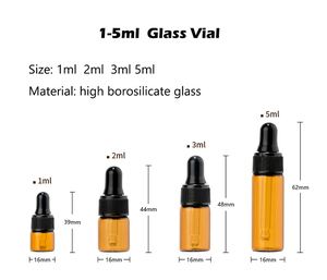 1毫升2毫升5毫升样品容器液体瓶可填充小型迷你玻璃滴管瓶，化妆品精油小瓶 - Product Image 4