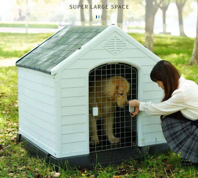 OEM บ้านสุนัขหรูกลางแจ้งขนาดเล็กกลางขนาดใหญ่ทุกฤดูกาลบ้านสุนัขพลาสติกกันฝนบ้านสุนัขที่มีหน้าต่าง