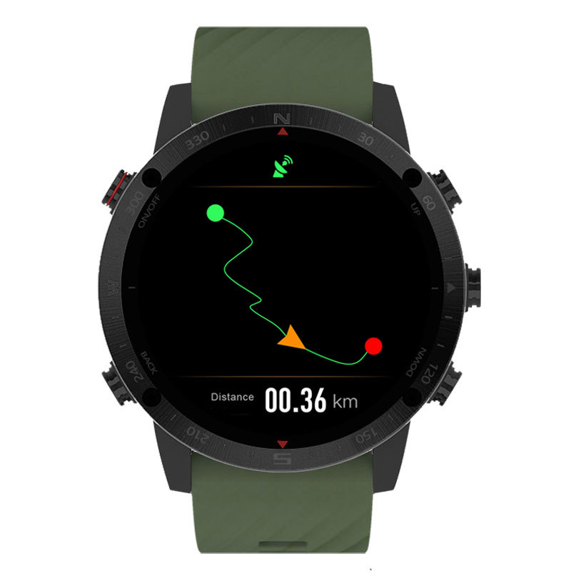 Black case and green silicone strap