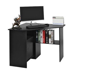 Mesa de escritorio de madera con forma de triángulo para ordenador, pequeño espacio negro, moderno, con estantería para el hogar y la Oficina - Product Image 2