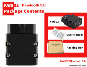 KW902蓝牙无线迷你诊断工具Elm327扫描仪，用于安卓IOS应用实时数据流显示