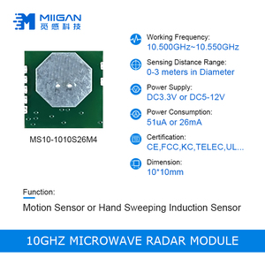 Kleinste Größe 10mm Smart Radar Sensor Menschlicher Detektor Optionaler Strom 51uA 26mA 10G Radar modul 10GHz Bewegungs sensor modul - Product Image 2