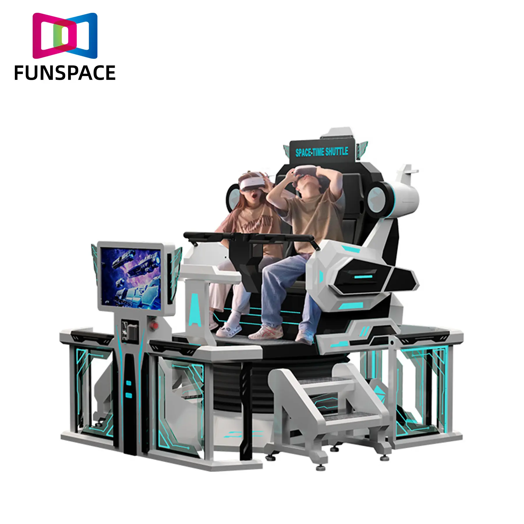 Funspace Make Money 2 Asientos Rotación de 360 Grados 9D Vr Cine Realidad Virtual Posavasos Arcade Juegos Máquina Vr Simulador
