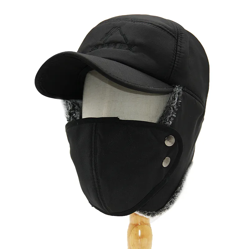Chapéus à prova de vento para caça, venda no atacado de fábrica, chapéus com máscara removível, tampas de enfiar