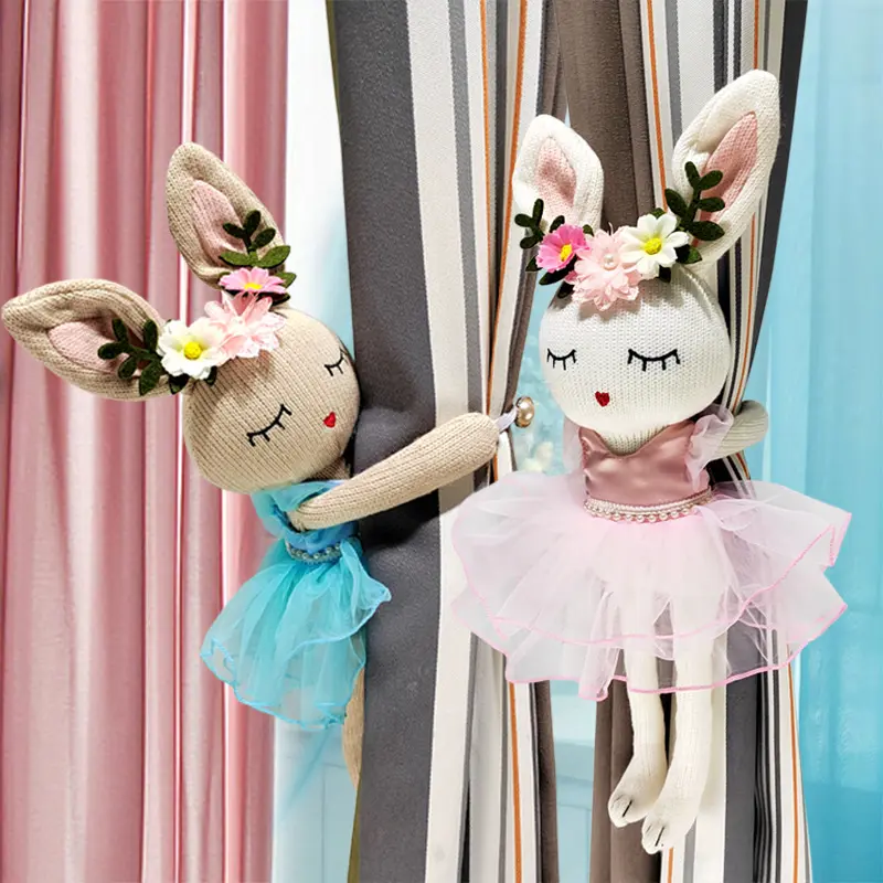 Sang trọng handmade Crochet thỏ Búp bê trang trí rèm cửa tiebacks phục sinh Bunny Rèm Tie lưng cho Phục sinh kỳ nghỉ trang trí nội thất