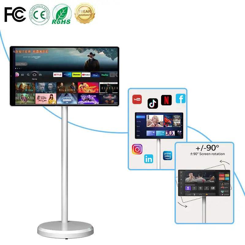 Système Android 4 + 64gb Hd1080 Écran intelligent Stand By Me Mobile Smart Display Tv Pour Home Business Gaming