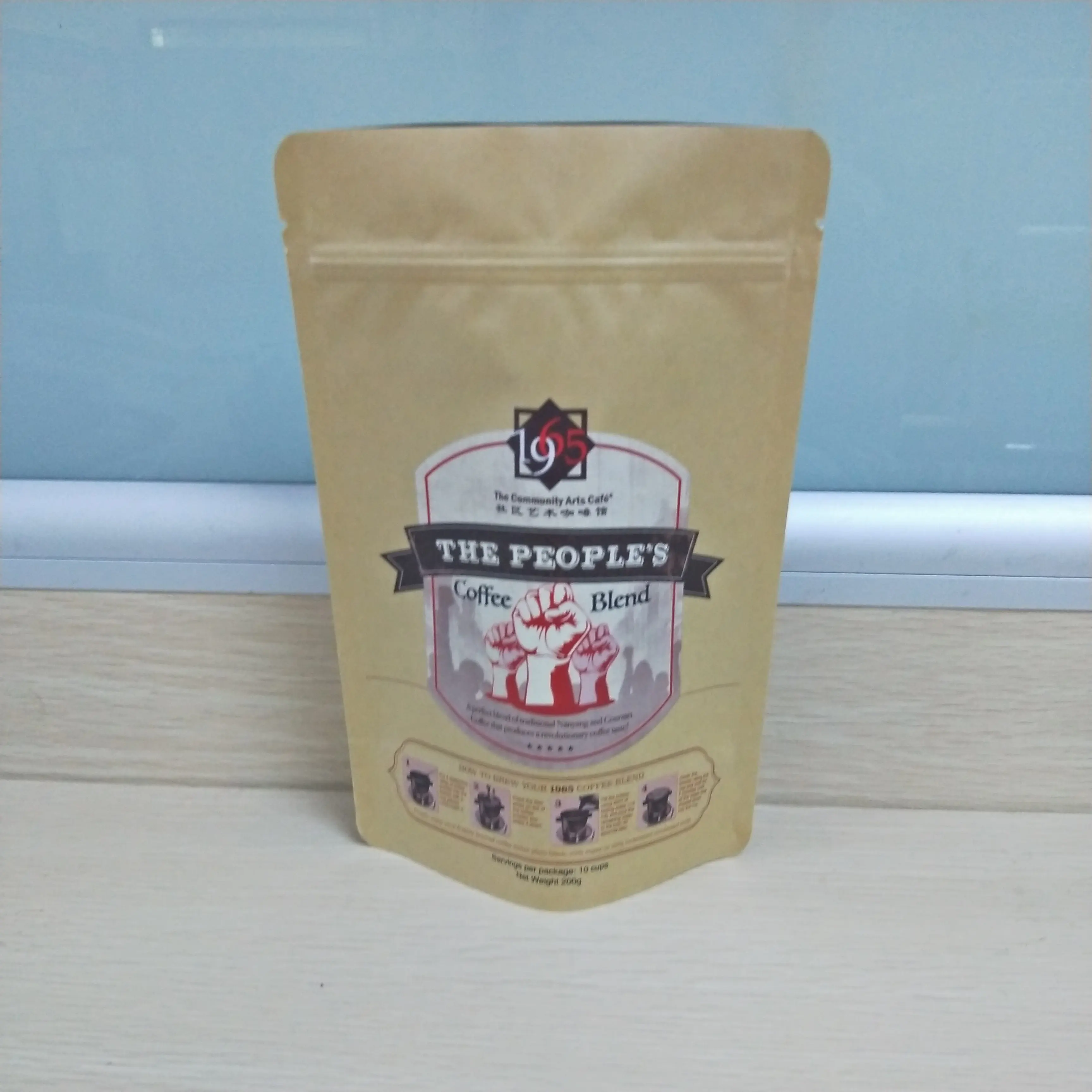Bolsa de café personalizada con cremallera, bolsa de papel para café Kraft con válvula, 250g, 500g, 1lb, 32oz, bolsa para aperitivos y alimentos
