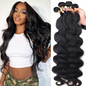 Wholesale High Quality Natural Black Hair Weaving Body <strong>Wave</strong> Straight Human Hair Bundlesb with Weft - Product Image 6