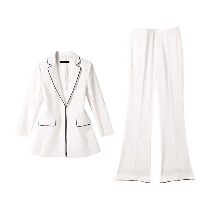 Белый Женский блейзер, дизайнерский деловой костюм, Блейзер, повседневная одежда, женские костюмы, белый женский костюм