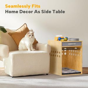 批发狗板条箱木制家具，紧凑型抽屉狗板条箱，适用于小狗和猫 - Product Image 4
