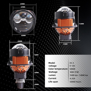 SANVI fabrika düşük fiyat S5-3 3 gözler 2.5 inç otomatik LED projektör Lens lambası Bi LED farlar - Product Image 5