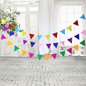 Asmak çelenk dekorasyon renkli dokunmamış Pennants Bunting promosyon afiş düğün doğum günü partisi bayrakları