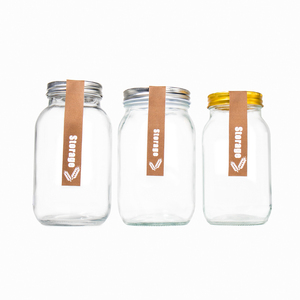 Hot bán 5 oz 8 oz 12 oz 16 oz 25 oz 33 oz vuông rõ ràng cấp thực phẩm lưu trữ container thủy tinh <span class=keywords><strong>Mason</strong></span> Jar với nắp kim loại - Product Image 5