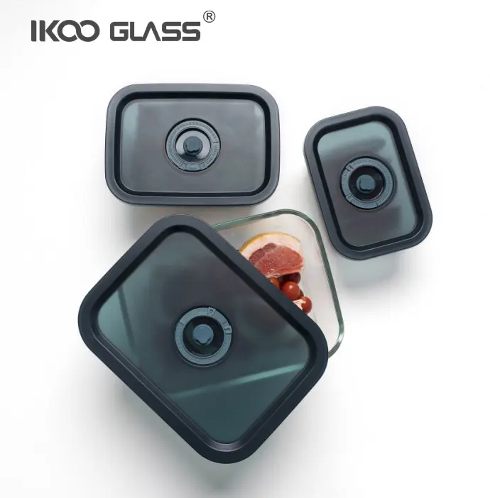 IKOO OEM/ODM airtight glass food storage container with pump special vacuum glass food container set