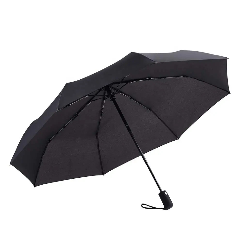 Ovida-parapluie 3 plis avec impression de Logo personnalisée, parapluie avec ouverture et fermeture automatiques, poignée en caoutchouc souple 100%