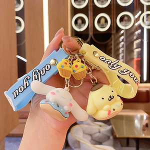 Mới Đến Kawaii Kim Loại Key Chủ Dễ Thương Sanrioed 3D Mềm Cao Su Donut Mặt Dây Chuyền Thời Trang Phim Hoạt Hình Xe Keychain Donut Giai Điệu - Product Image 3