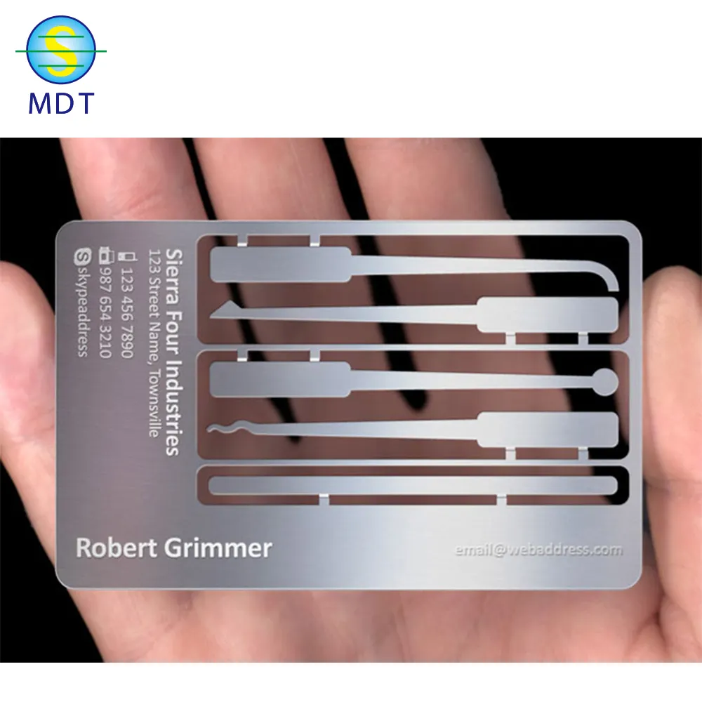 MDT Laser aus geschnitten und Gravur Metall Visitenkarte