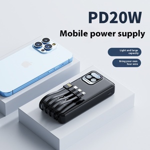 Mini pantalla LED portátil Power Bank PD 20W Cable de carga USB Carga rápida para múltiples dispositivos Fuente solar Entrada Micro USB