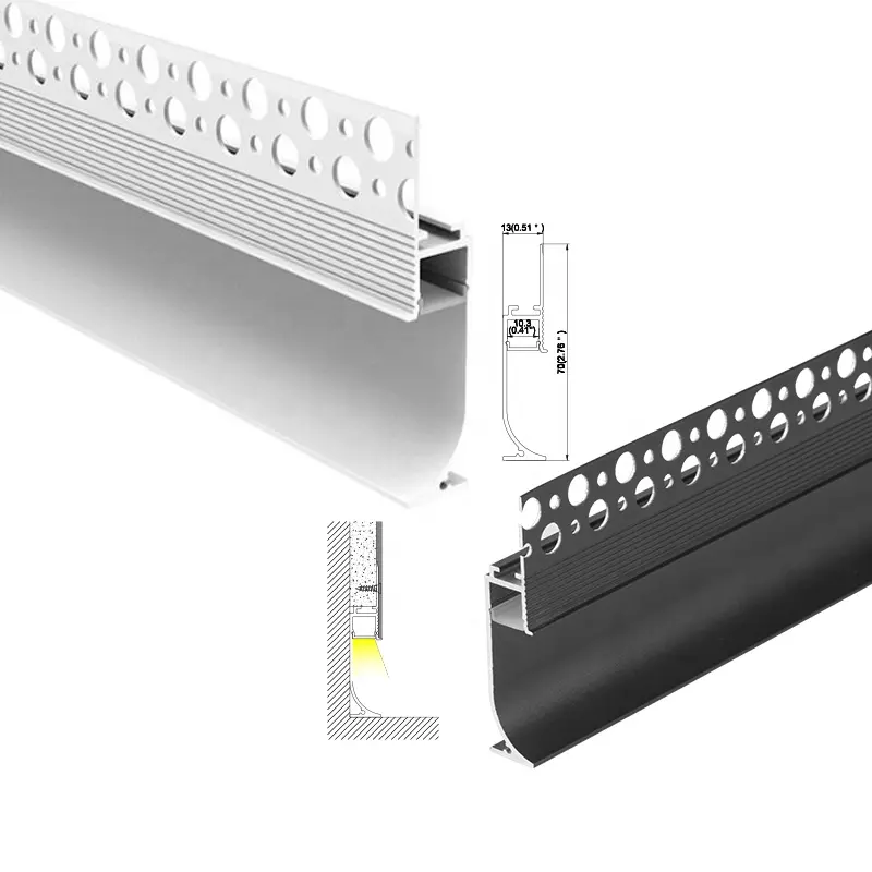 블랙 트리리스베이스 보드 LED 조명 채널 석고 알루미늄 Led 프로필