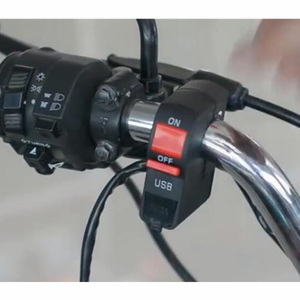 สวิตช์ไฟหน้ารถมอเตอร์ไซด์ LED 12V แบบใสติดตั้งบนมือจับรถจักรยานยนต์ที่ชาร์จโทรศัพท์ USB พร้อมสวิตช์ - Product Image 5