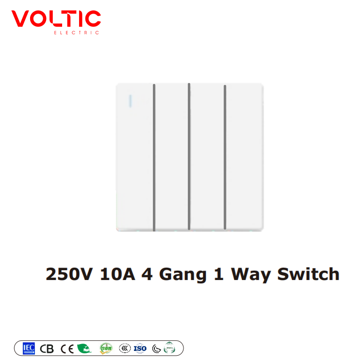 4 gang 1 way plate switch