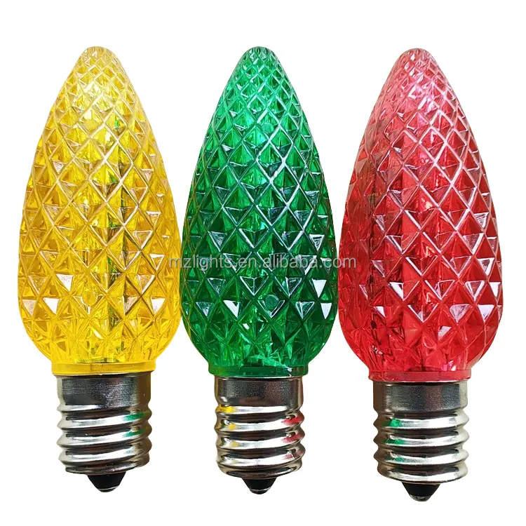Cadena de luces de cadena de bombillas de Navidad LED C9 de grado comercial para exteriores para cable de enchufe E17 de calibre 18 DE SPT-1