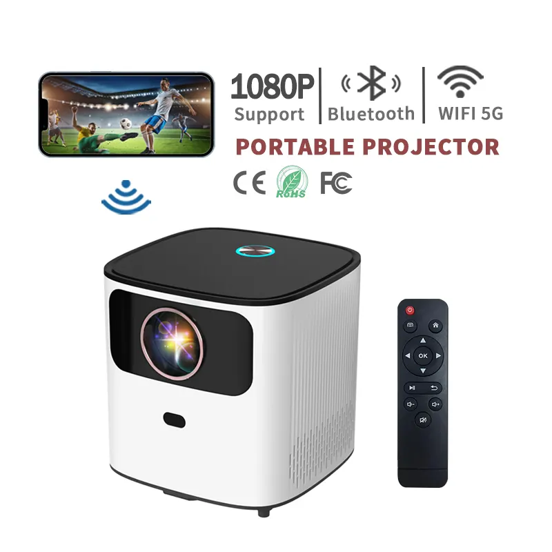Proyektor 1080P P Android cerdas, proyektor Video 3D LED Mini, proyektor ponsel proyektor LCD 4K