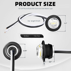 3/4 inç yuvarlak LED park lambası LED ön arka yan işaretleyici gösterge işığı mermi Marker işık kamyon araba - Product Image 3