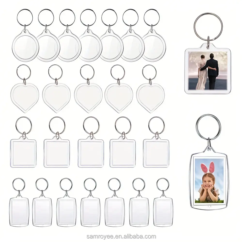 Porte-clés de support de cadre photo clair Faites votre propre kit de porte-clés pendentif central pour les enfants à assembler et à attacher aux porte-clés