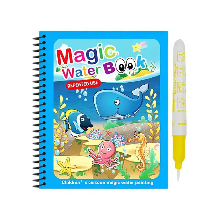 Venta al por mayor de juguetes de Educación Temprana, libro mágico, dibujo de agua, juguetes Montessori, regalo, libro reutilizable, libro mágico de dibujo de agua para colorear