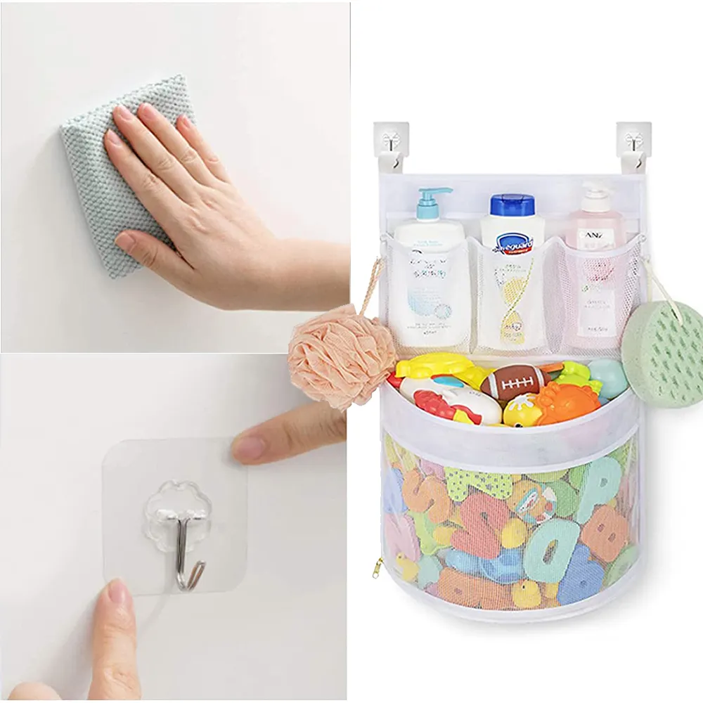 Rangement facile des jouets de bain et autres articles de salle de bain sacs en filet permettant au contenu de sécher sac de douche mural en maille séchage rapide à la maison