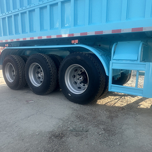 非洲市场液压方形后自卸拖车3轴40立方米翻车机半卡车翻车机
