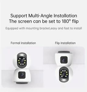 Wifi iç kamera 4MP çift geniş açı çift Lens renkli gece görüş kapalı kablosuz IP WiFi PTZ kamera