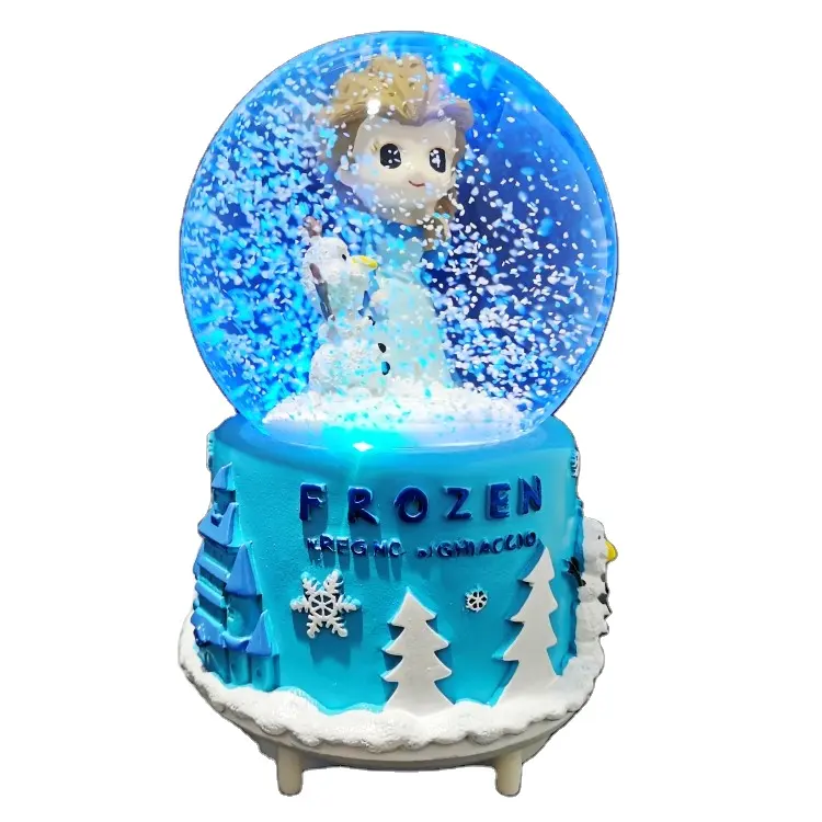 Música de moda caja de iluminación con bola de cristal copo de nieve USB globo de nieve