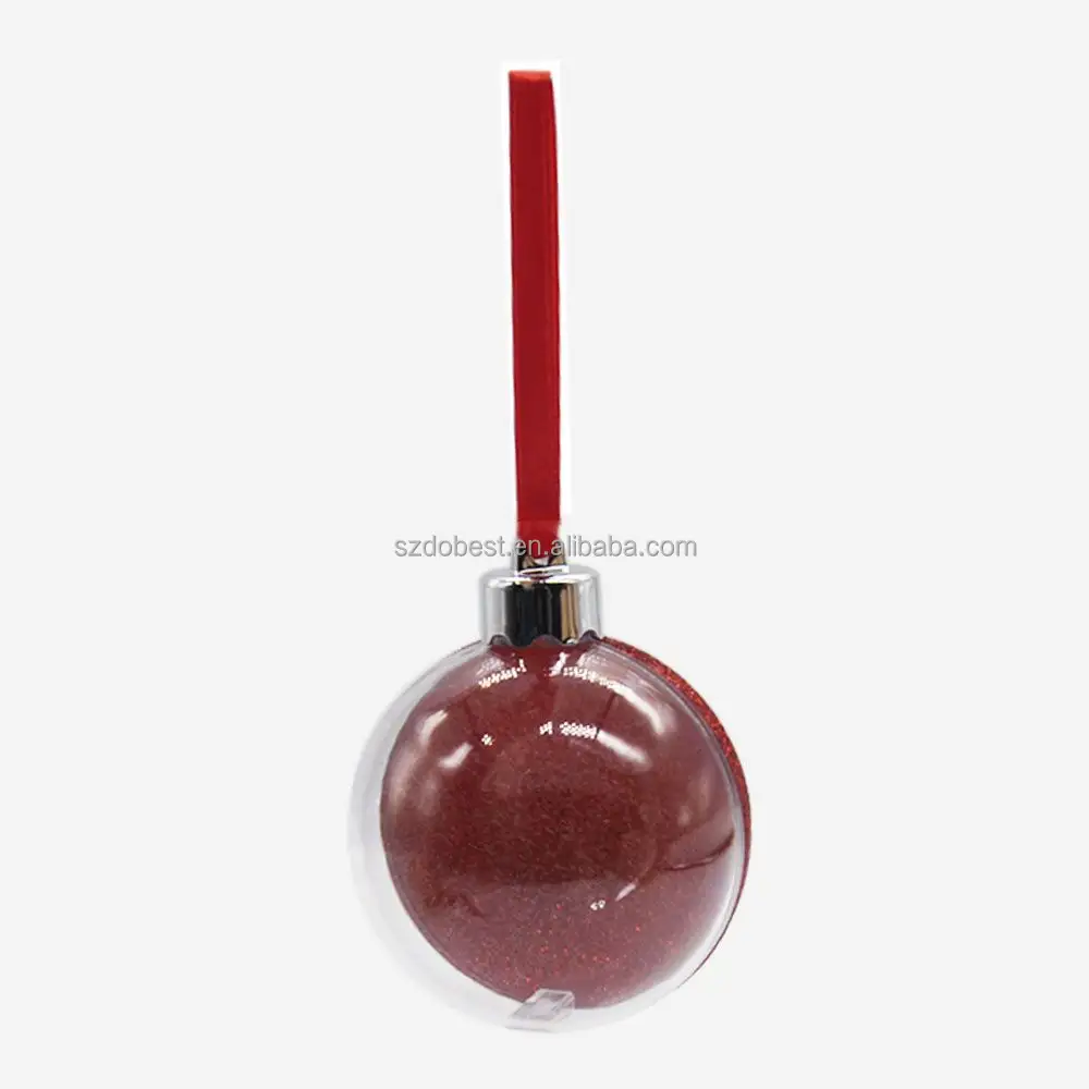 Albero di natale rosso glitter lucido foto globo ornamenti trasparenti sfera di cristallo