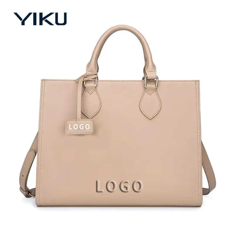 PU Leather custom purse with logo business tote bag with adjustable shoulder strap