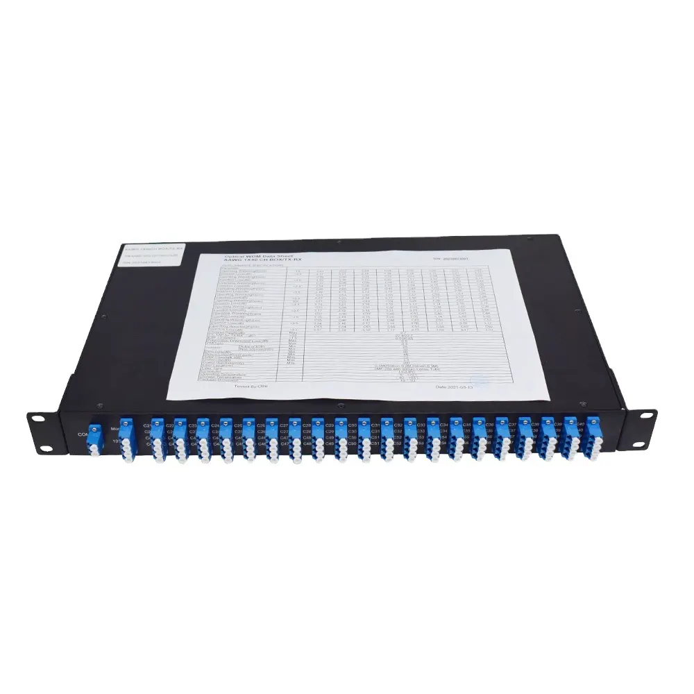 Filtro multiplexor pasivo DWDM, 19 ", 40 canales, hilo único de eslabones BiDi SMF, espaciado de 100GHz, DWDM, aawg, mux