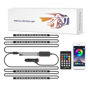 Uzaktan kumanda APP kontrol araba Led ışık 12V N1 4 adet RGB iç araba LED şerit işık ortam işığı aydınlatma kiti - Product Image 1