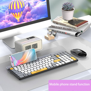 Juego de teclado y ratón de modo dual OEM de fábrica Juego de teclado y ratón inalámbricos 2,4G con función de soporte para teléfono móvil - Product Image 3