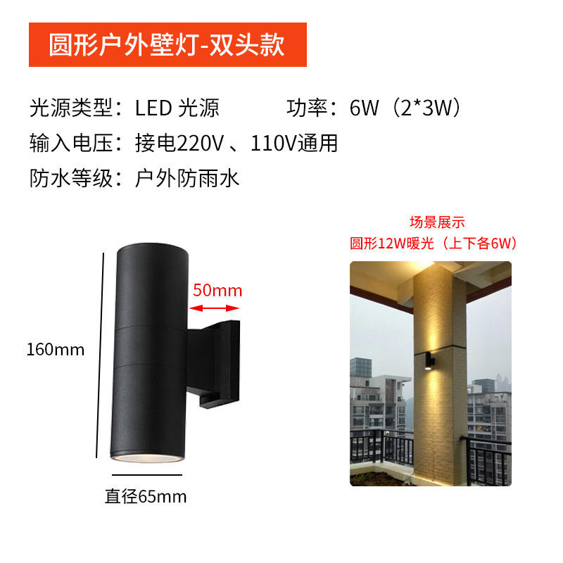 6W- ไฟวอร์มไลท์ทรงกลมสีดำ - หัวคู่ขึ้นและ d